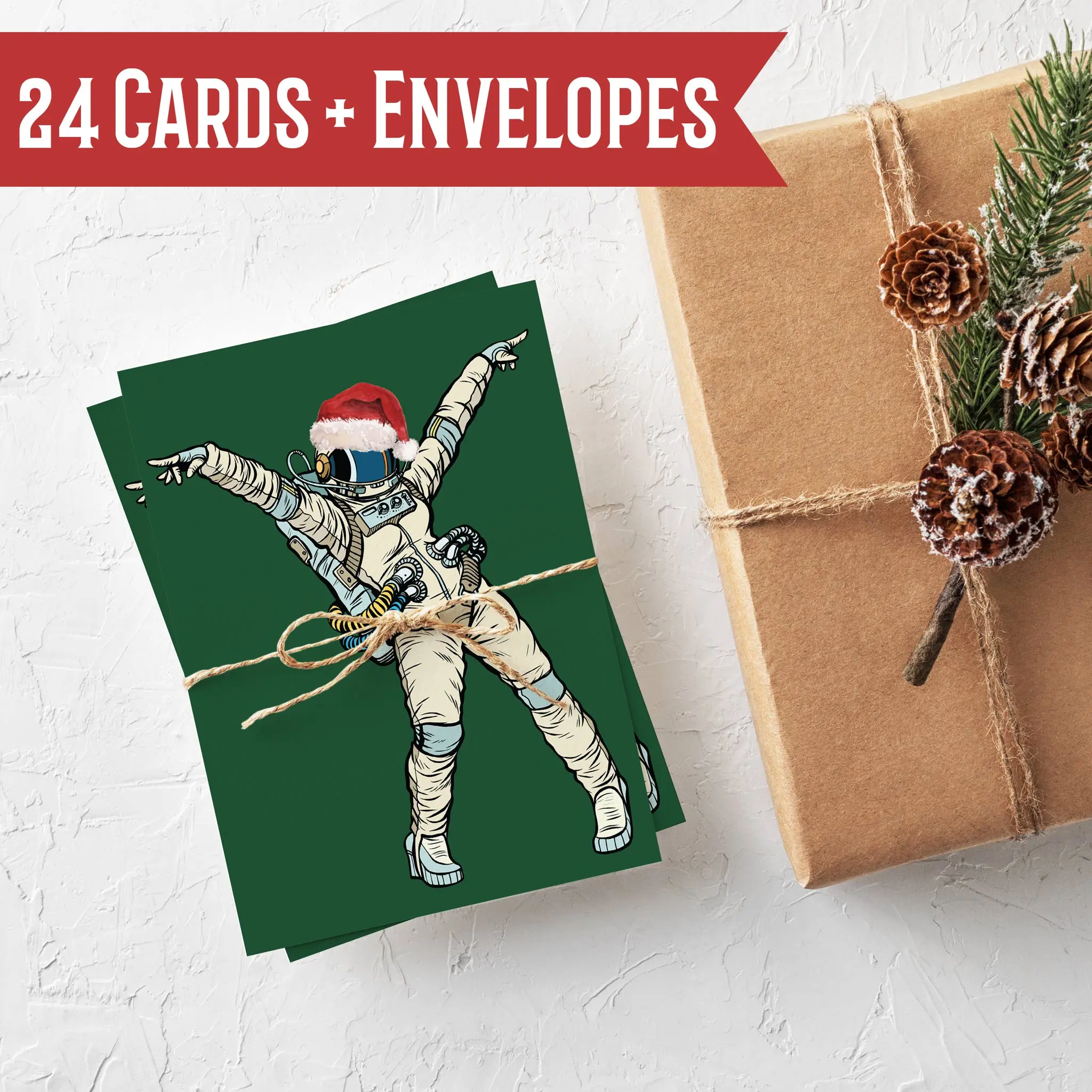 Dancing Astronaut Christmas Cards - 24 Pack