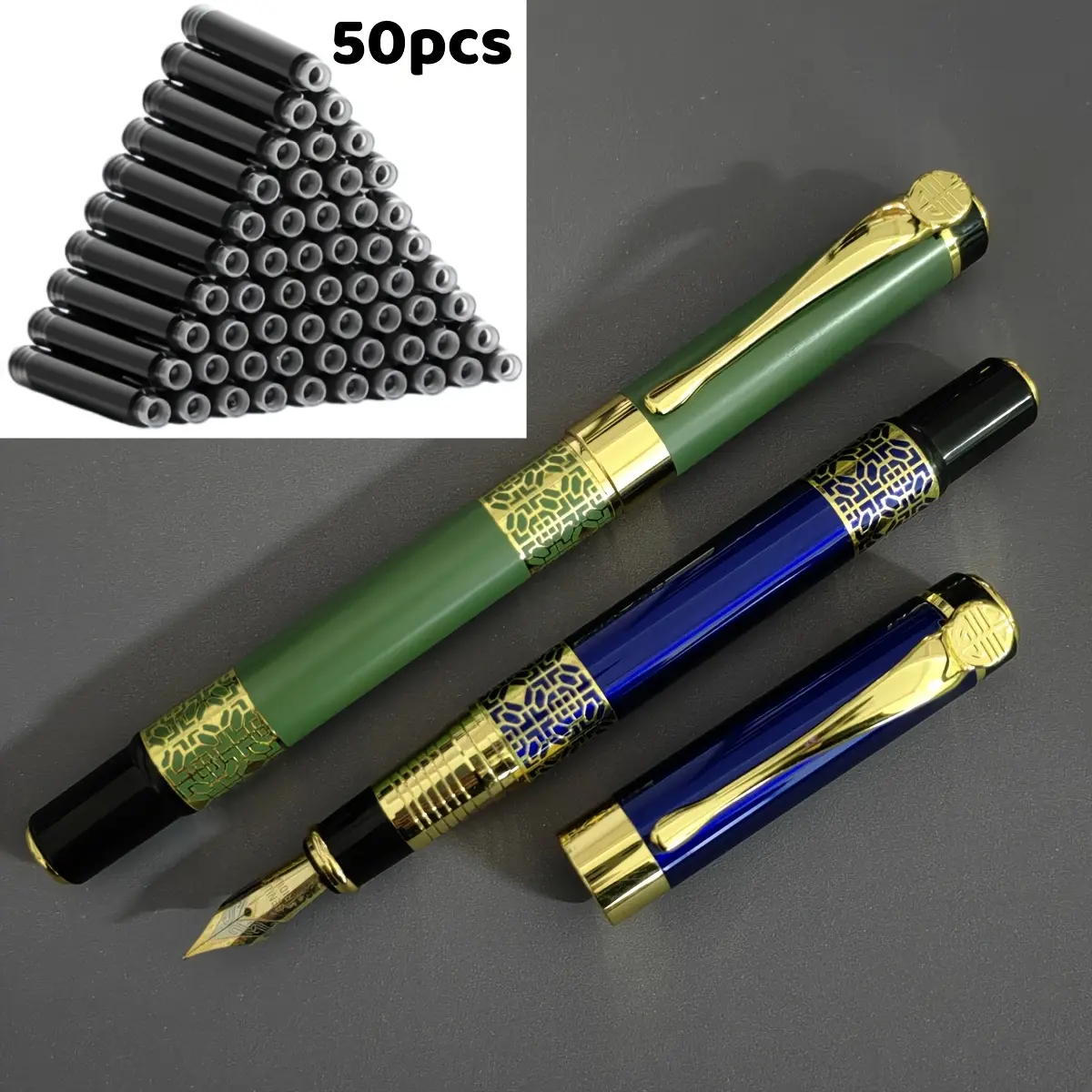 1 pc steel pen + 50 ink capsules, 0.5 mm fine tip, art calligraphy, preferred for creative work, metal pen holder, elegant and premium, engraved barrel, built-in ink converter, study supplies, holiday gifts—Valentine’s Day, back-to-school season, birthday 1 pc steel pen + 50 ink capsules, 0.5 mm fine tip, art calligraphy, preferred for creative work, metal pen holder, elegant and premium, engraved barrel, built-in ink converter, study supplies, holiday gifts—Valentine’s Day, back-to-school season, birthday