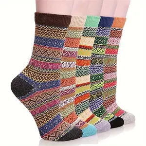 15 pairs of Nordic knitted comfortable women's socks with ultra thick and warm winter insulation design, ideal for cold weather