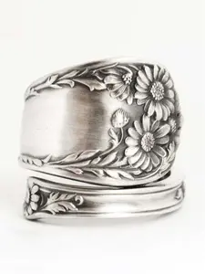 Vintage Sunflower Design Cuff Ring, Adjustable Sunflower Ring, Fashion Accessories for Women & Girls, Trendy All-match & Exquisite Jewelry for Birthday Gift, Adjustable Rings, Trendy Jewellery Accessories