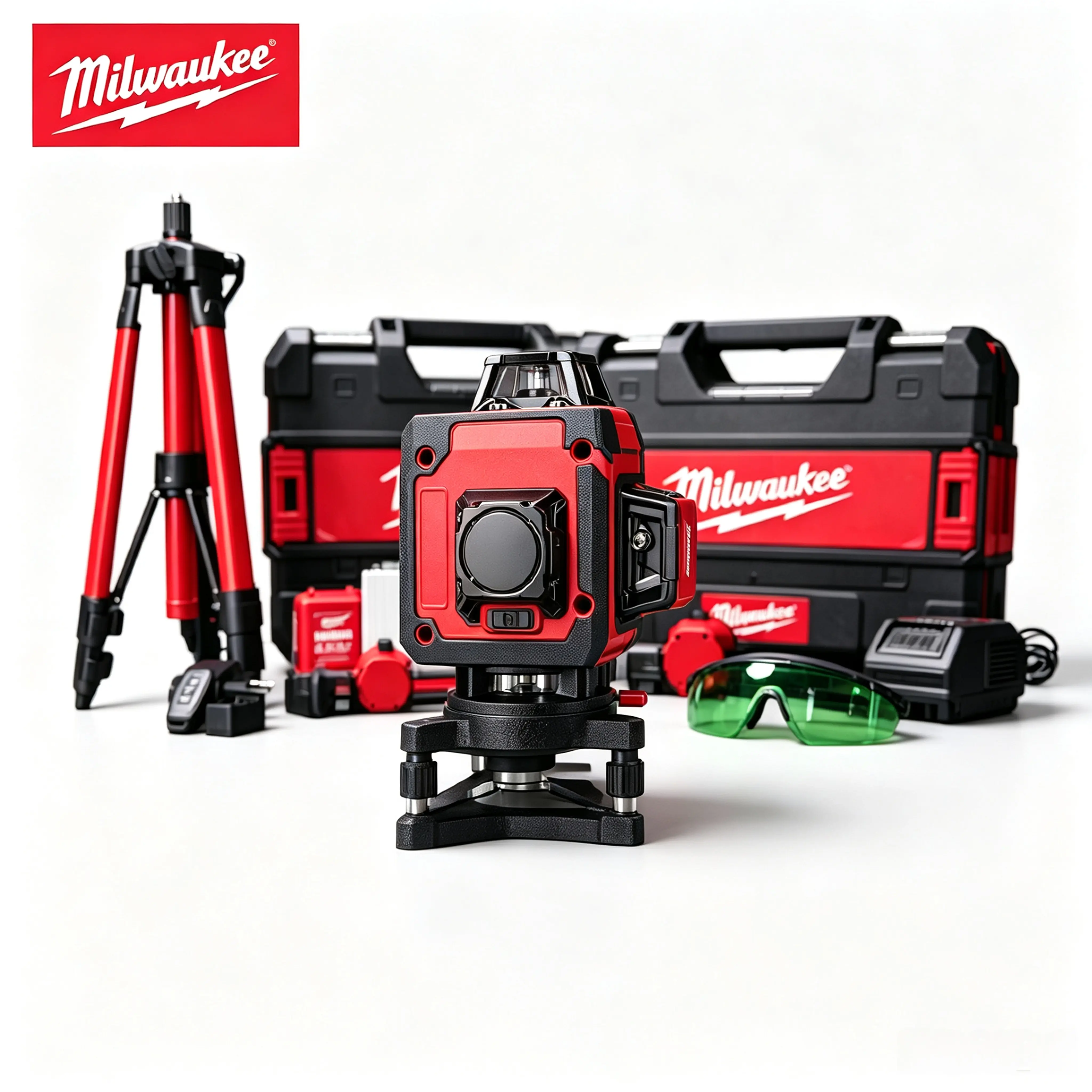 Milwaukee 16-Line 4D Green Beam Self-Leveling Laser Level Kit with Full-Surface Lines, Floor Stand, Carry Bag for Drywall Hanging, Electrical Conduit, Metal Studs