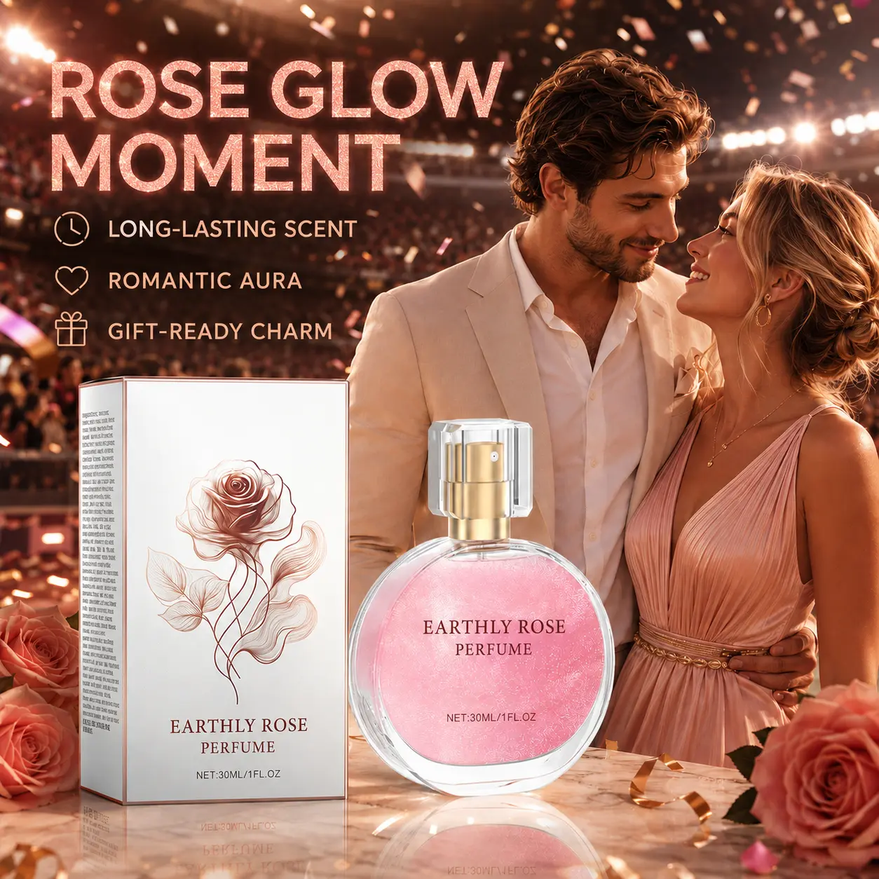 Long Lasting Rose Perfume for Women Floral Eau De Parfum Romantic Date Night Fragrance Sweet Vanilla Amber Scent Day to Night Wear Travel Size 30ml Portable Fine Mist Spray Elegant Gift Ready Thoughtful Surprise for Wife Girlfriend Mom Birthday Holiday