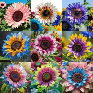50PCS Mixed Sunflower Seeds | Non-GMO Rare Variety, Easy to Grow Outdoor Sunflowers with Bright Multi-Color Blooms, Drought-Resistant, Pollinator-Friendly, Ideal for Home Gardens and Landscaping