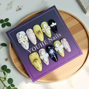 N23 High-end European and American wearable artificial nails with a premium feel, handcrafted, almond-shaped, high-quality, exquisite wearable nail tips.