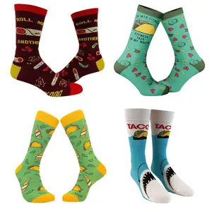 Mens Funny Taco Socks With Awesome Graphics for Men Funny Graphic Socks Comfortable Fitted Spandex Cotton