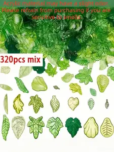 320pcs Leaf Beads with Curved Leaf Pendant for DIY Jewelry Making, Perfect for Keychains Bracelets Necklaces Earrings, DIY Jewelry Accessories, Acrylic Beads, DIY Beading