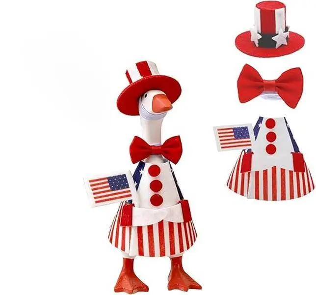 7-Inch Desktop Goose Toy Set with Independence Day-Mexican Style Outfit, Costume, Magnetic Details, Quick Wrap Apron for DIY Specialty Supplies, Decoration, Gift, Figurine