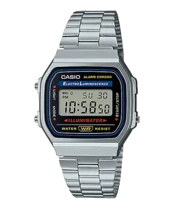 A168W-1 | Vintage Silver and Black Metal Watch | CASIO