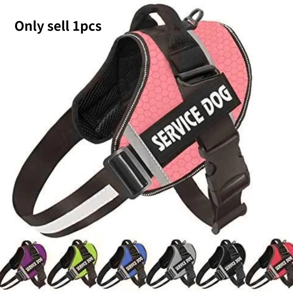Service Dog Vest Harness with Hook & Handle, Harness Straps, 1 Count Reflective Patch Design Comfortable Mesh Dog Harness, Durable Reflective Harness, Pet Supplies for Outdoor Walking