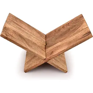 Book Holder Mango Wood Cross Frame Wooden Book Holder for Display and Reading, Suitable for Art, Bible, Cookbook, Easel, Magazine, Textbooks (11" x 10" x 0.75")