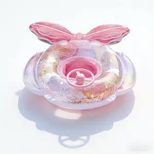 Mermaid Tail Swimming Ring for Kids, Inflatable Sinkable Seat Cushion, Sunshade Design, Pool Float, Inflatable Floater, Fun Water Toy