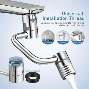 1440° Rotatable Faucet Aerator Extension, Dual Sprayer Mode Bathroom & Kitchen Faucet Attachment, Multifunctional Universal Robotic Arm
