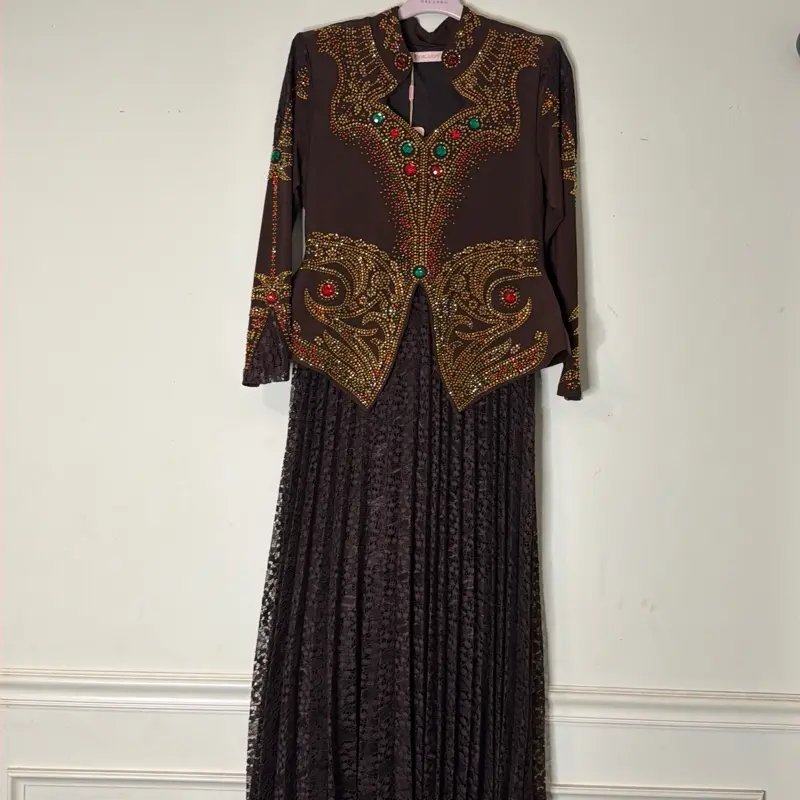 Women's Chocolate Brown Long Dress - Elegant Formal Wear for Special Occasions