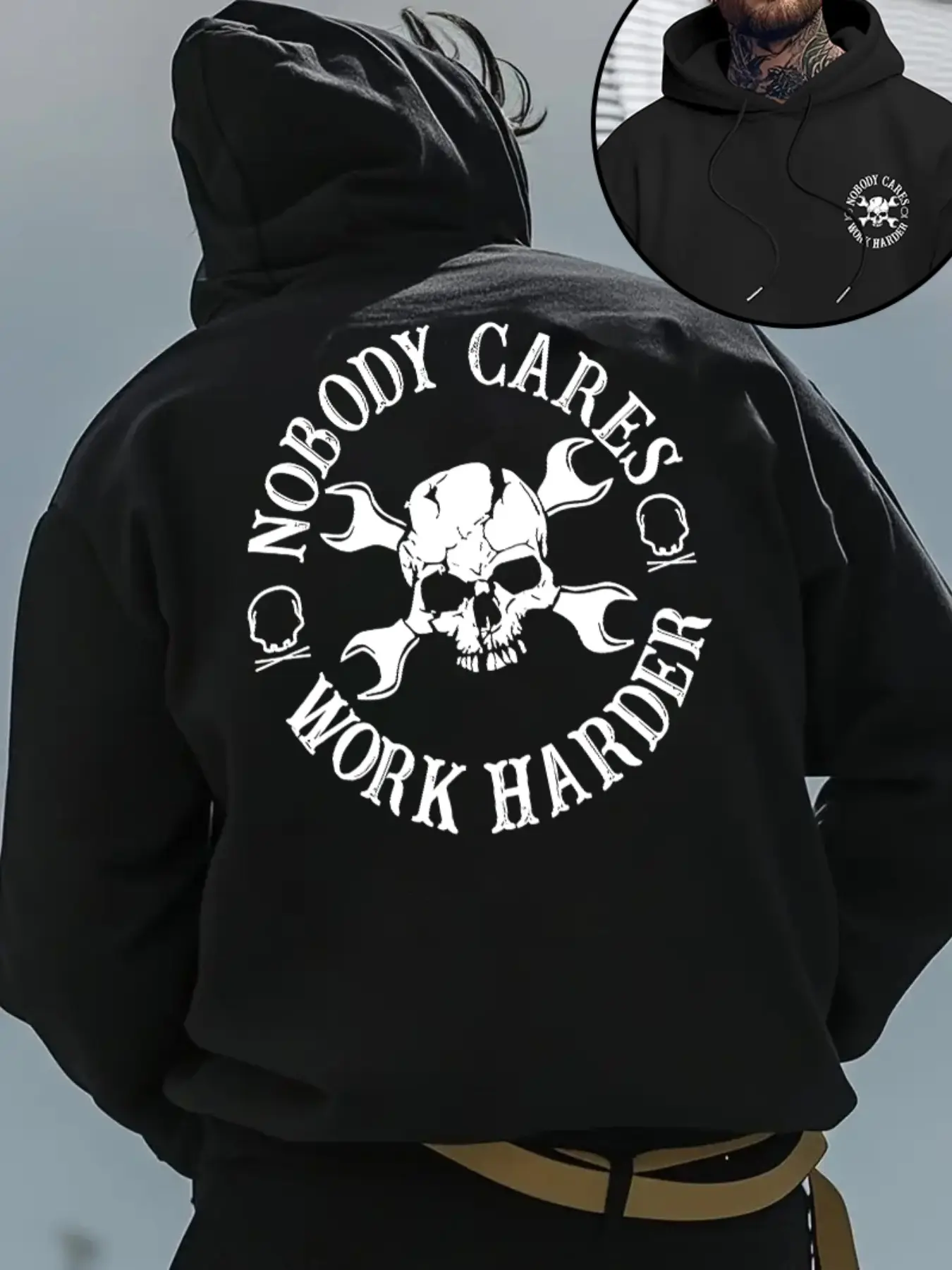Men's Hooded Fleece Sweatshirt, Fashion Letter Graphic Skull Print Pocket Hoodie, Trendy Comfortable Casual Wear for Daily Drippy Skull Hoodie, Fashion Streetwear Apparel