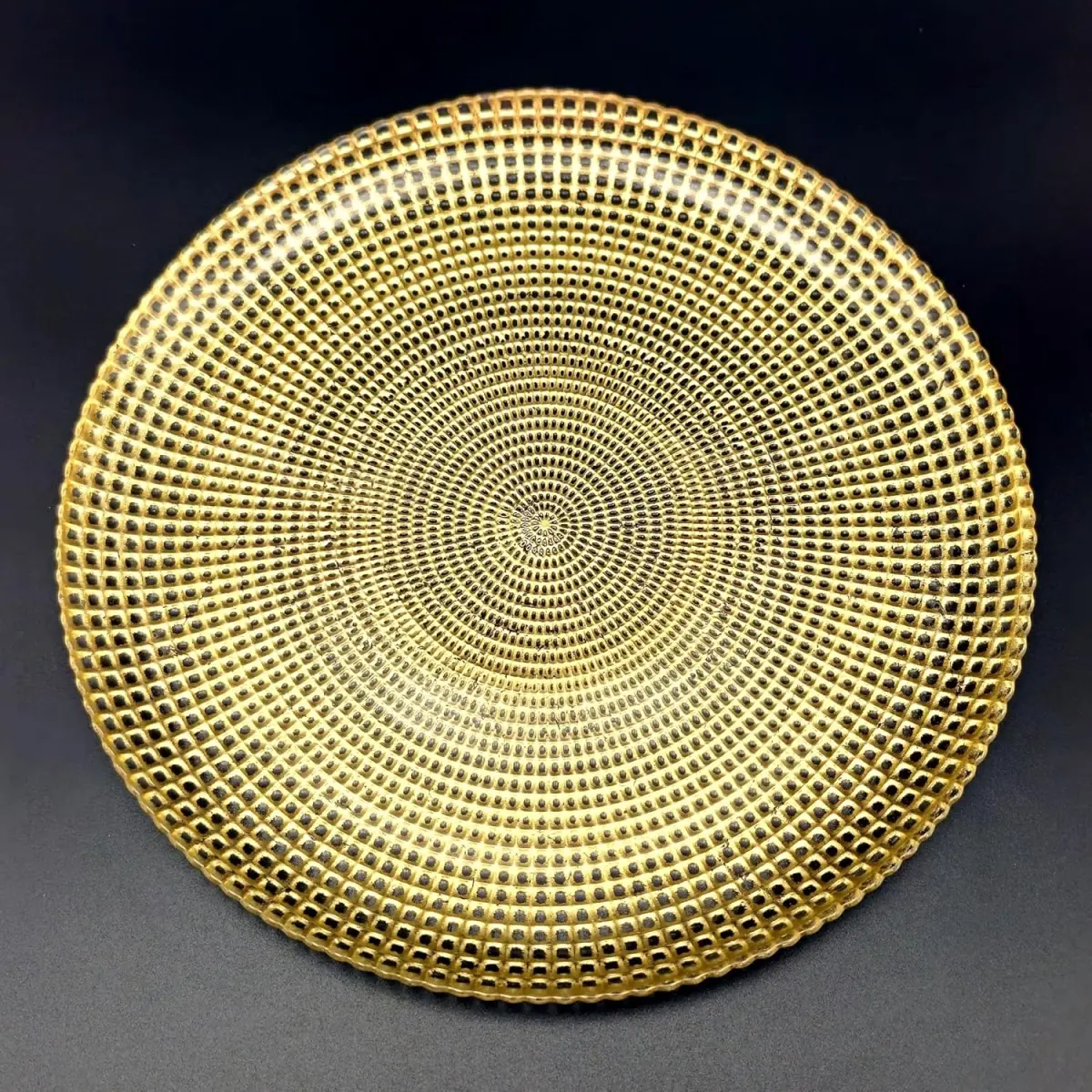 Red Pomegranate Collection R1623-1 Helios Gilded Glass Dinner Plate Set of 6, Gold - Handmade Dinnerware Dish for Oven, Serving Use