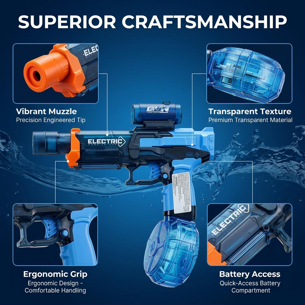 2 Pack Electric Big Transparent Automatic Water Guns with Light Up Full Automatic Electric Squirt Gun Range Water Pistol  Soaker Summer Outdoor Pool Water Toy for Adult&Kid LED Lighted rechargable light-up Multicolor luminous flame effect