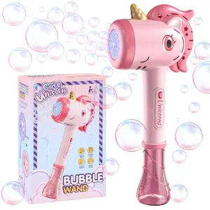 Unicorn Portable Bubble Machine Bubble Wand for Kids, Perfect for Birthdays & Outdoor Fun, Includes 100ML Solution, Requires 4 Aa Batteries Not Included