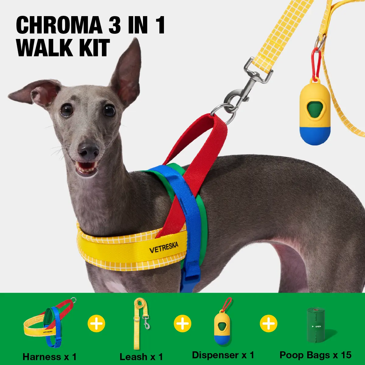 VETRESKA MoMA Dog Harness and Leash Set, Easy Walk Dog Harness for Small Medium Dogs, No Pull Puppy Harness for Walking and Training, Adjustable, Take Control & Anti-Twist Pet Lead Combo