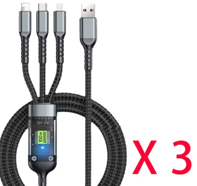 Revolutionary 3-In-1 USB 100W Fast Charger Cable