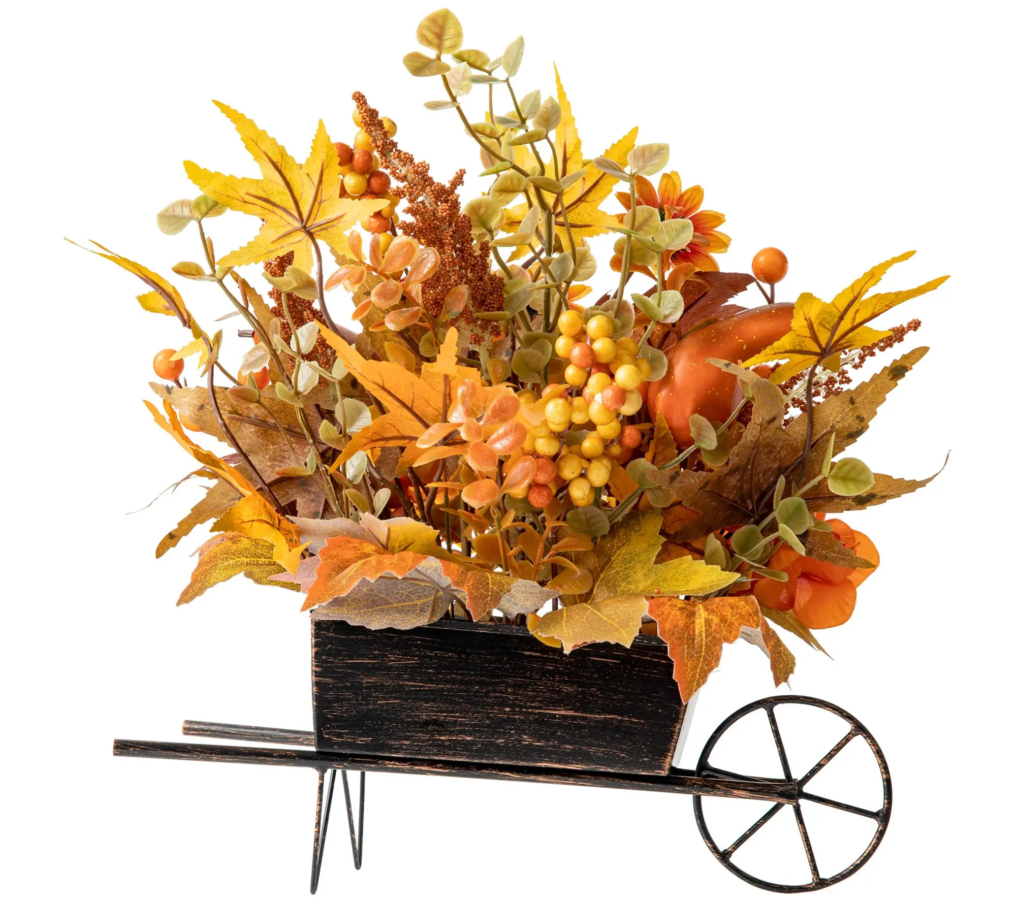 Glitzhome 14"L Fall Harvest Floral Cart Centerpece Glitzhome 14"L Fall Harvest Floral Cart Centerpece