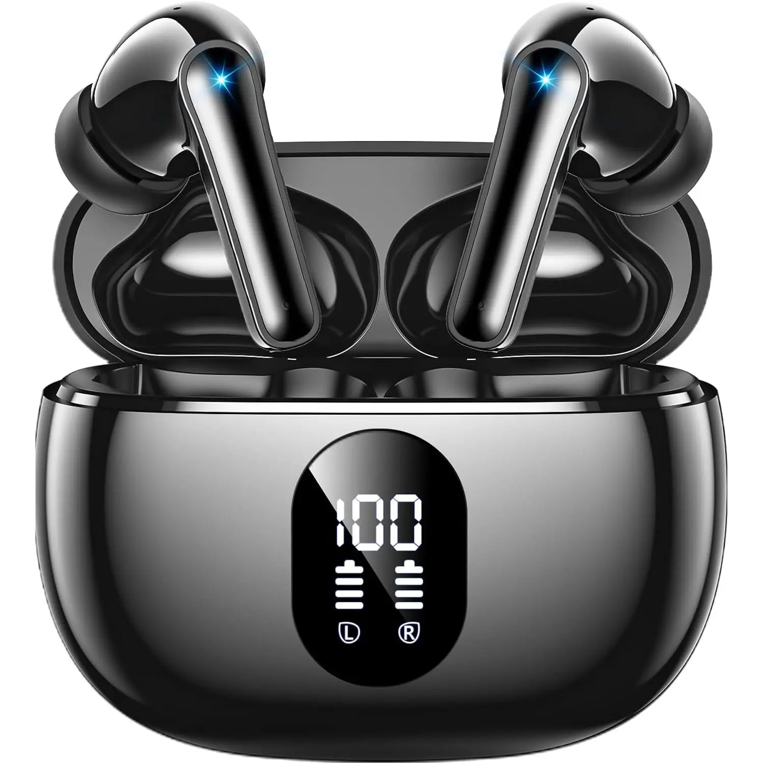 Wireless Earbuds, Bluetooth Ear Buds with Big Bass Stereo Sound, 48 Hours Playtime, Lightweight in-Ear Fit Earphones, IPX7, Hands-Free Calls with AI for iPhone, Android, Pad, Sports, Workout