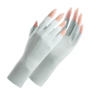 Ice Silk Sunscreen Gloves Summer Women Half Finger UV Protection Cool Breathable Thin Tea Picking Nail Art Anti-Tanning Gloves One Size Fits All