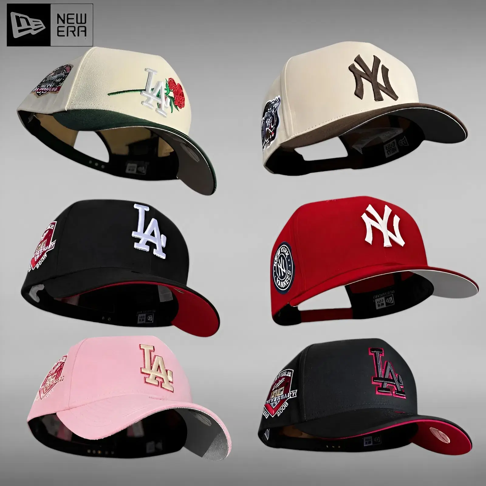 New Era MLB LA Dodgers & NY Yankees 9FORTY 59FIFTY Fitted Snapback Hat – Gorras de Béisbol para Hombre y Mujer, Unisex Streetwear Sombreros, Adjustable Trucker Cap, Vintage Baseball Sport Look, Urban USA 2026 Trend, TikTok Fashion Essential