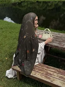 Women's Premium Jersey Hijab Scarf, Floral Print Design, Soft Breathable Fabric, Ideal for Daily Wear, All-Season Accessory