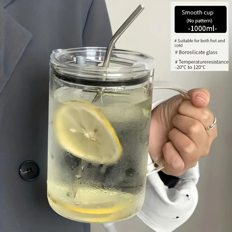 Straw Glass Mug Drinking Cup Stylish Drinkware with Lid Ladies' Birthday Gift Gift Fashion Items Coffee Lover Gift Creative Bridesmaid Wedding Gift Glass Tumbler Cup Her Gift with Straw, Large Capacity, Cute, Stylish Glass Cups