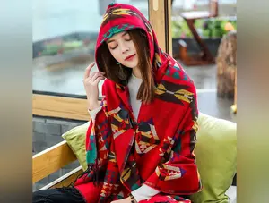 Multifunction Bohemian Shawl Scarf Tribal Fringe Hoodies Jacket Cardigans blankets Cape shawl Poncho