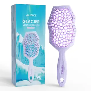 AIMIKE Glacier Detangling Brush, Pain-Free Detangler Brush for Curly Hair Wet & Dry Use, Glide Through Tangles with Ease, Vented Hairbrush for Women's 2c to 4c Curls