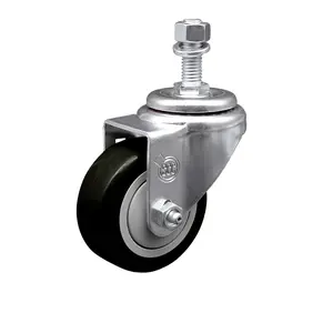 Service Caster SCC-TS20S314-PPUB-BLK-121315 Polyurethane Swivel Threaded Stem Caster with 3 x 1.25 in. Black Wheel & 0.5 in. Stem