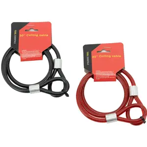 WorldWide Sales Online 30" Cable with Loops for Locking, Red or Black – import_2021_10_29_212114, Locks