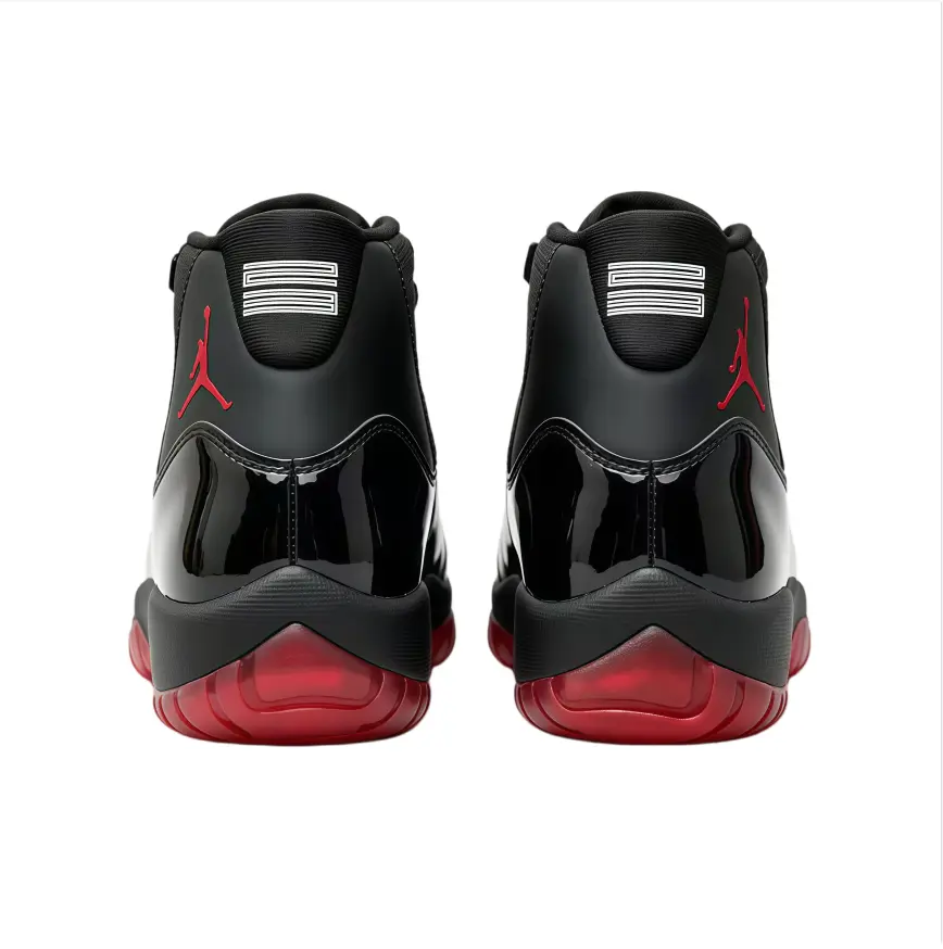 Black Patent Red Tinted Outsole High Top Retro Sneakers Brand New with Matching Shoe Box glossy patent leather upper cushioned sole buffers impact force unisex street sneakers for daily outfits and high-value personal sneaker collections for men and women