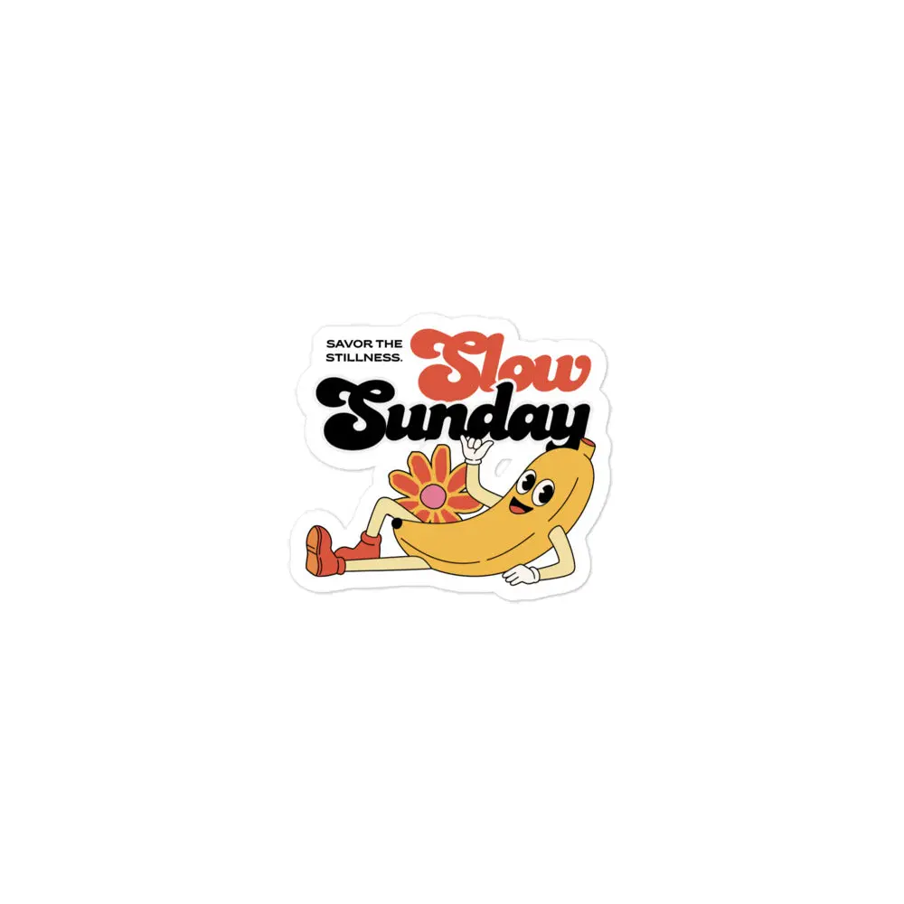 Slow Sundays Collectible Vinyl Die-Cut Stickers - Crisp Banana Design, Bubble-Free, High Opacity Film, Playful Reset-Day Energy Casual Stickers for Colorful Scrapbooking Enthusiasts