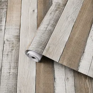 Natural Grey Decorative Peel-and-Stick Wood Wallpaper (17.3"×80"), Self-Adhesive Vintage Faux Wood Contact Paper for Cabinets, Countertops, Decorative Wallpaper