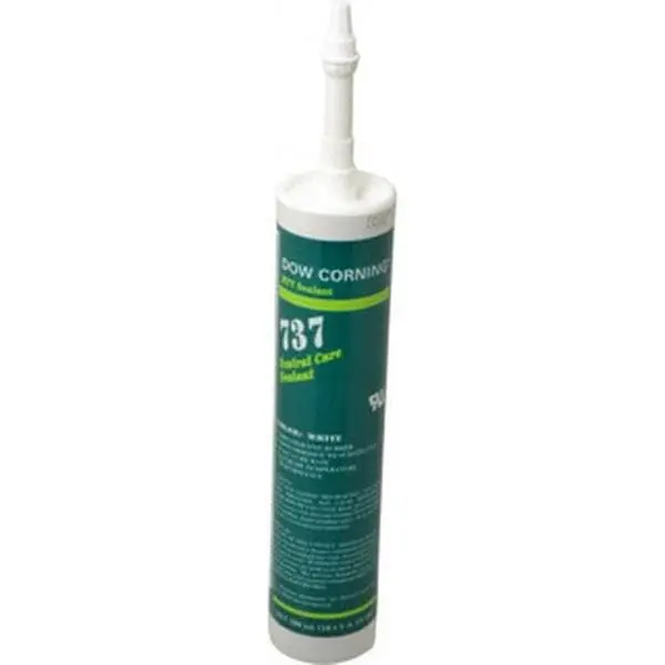 Dow Corning Series 737 White RTV Silicone Joint Sealant Cartridge (10.1 oz, 4100011) - Food-Safe, Adheres to Glass/Plastic/Metal, Paintable, 14 Min Tack-Free Dry Time, 24-Hour Full Cure Time, Operating Temp Range -85 to 350°F, Max Operating Temp 177°C, Hi