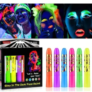UV Glow Crayons, Glow-in-the-Dark Face Paint, Water-Soluble Halloween Face Paint
