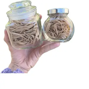 Glass Jar full of Rubber Bands for Office Use and Decoration Organiser