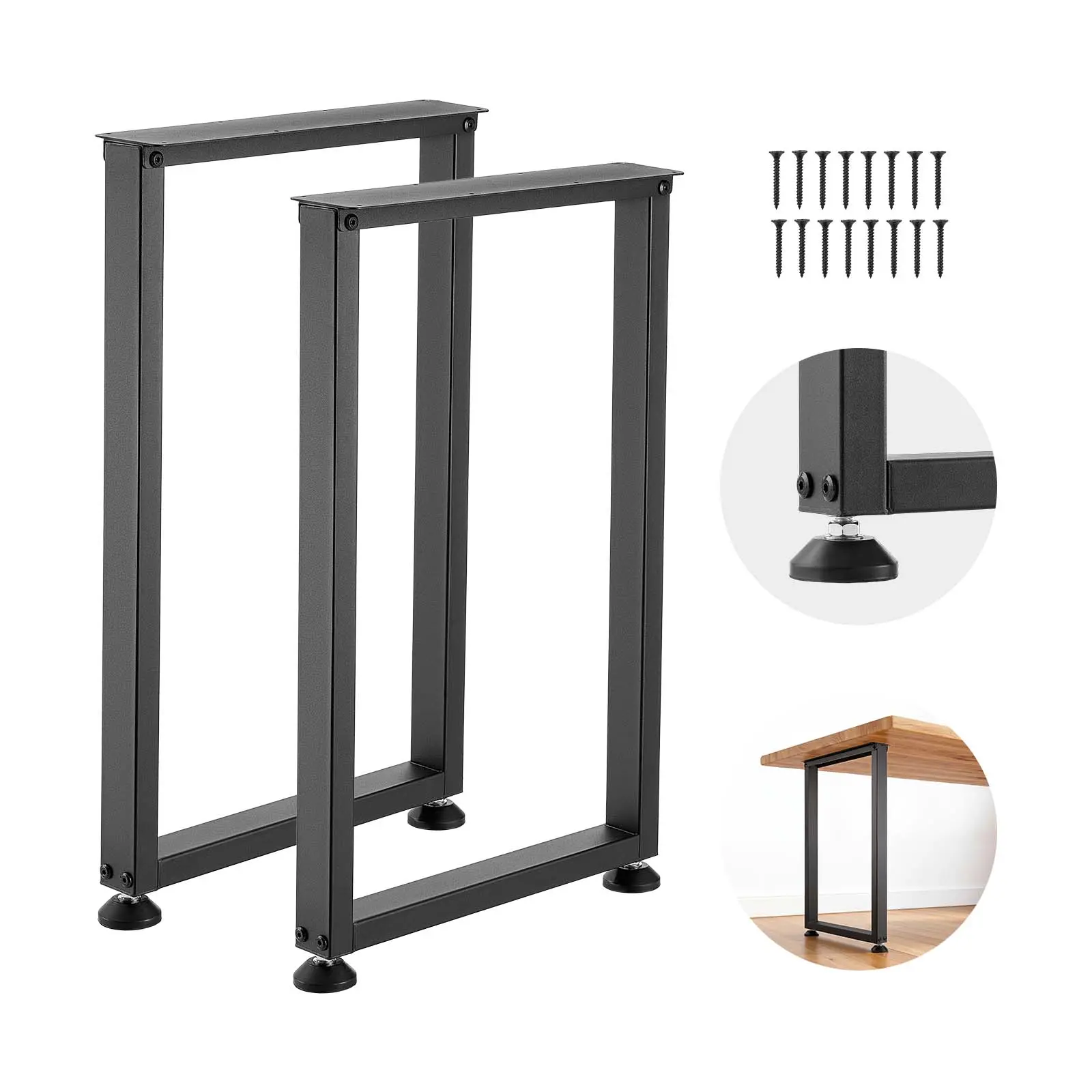 【SummerFinds】VEVOR Heavy Duty Carbon Steel Metal Furniture Legs, 29.1" H x 17.7" W Square Legs with Adjustable Feet & Anti-Wobble Design, Modular, Easy Assembly, 2204 lbs Max Load, for Home Office Desk, Set of 2, Black