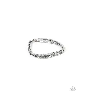 Block Bash Silver Bracelet with Decorative Beads