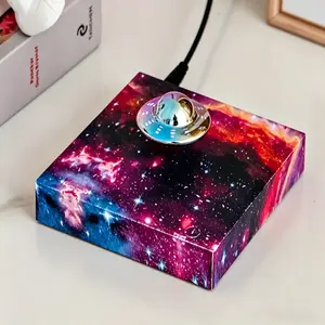 Magnetic Levitation UFO Night Light , Galaxy Starry Sky Print Levitating Platform with LED Glow, Magnetic Floating Stand for Levitation Lamp, Figurine & Model, USB Powered, Ideal for Kids Bedroom Decor, Space Themed Gift