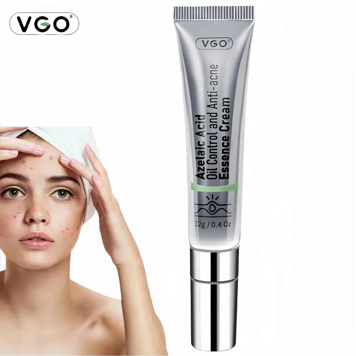 VGO Azelaic Acid Oil Control & Anti-Acne Essence Cream 12g for Dry Normal Oily Combination Dull All Skin Types Gentle Lightweight Matte Finish