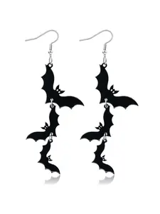Acrylic Halloween Earrings Black Skull Bat Drop Dangle Earrings for Women Fun Cute Spooky Halloween Holiday Costume Jewelry
