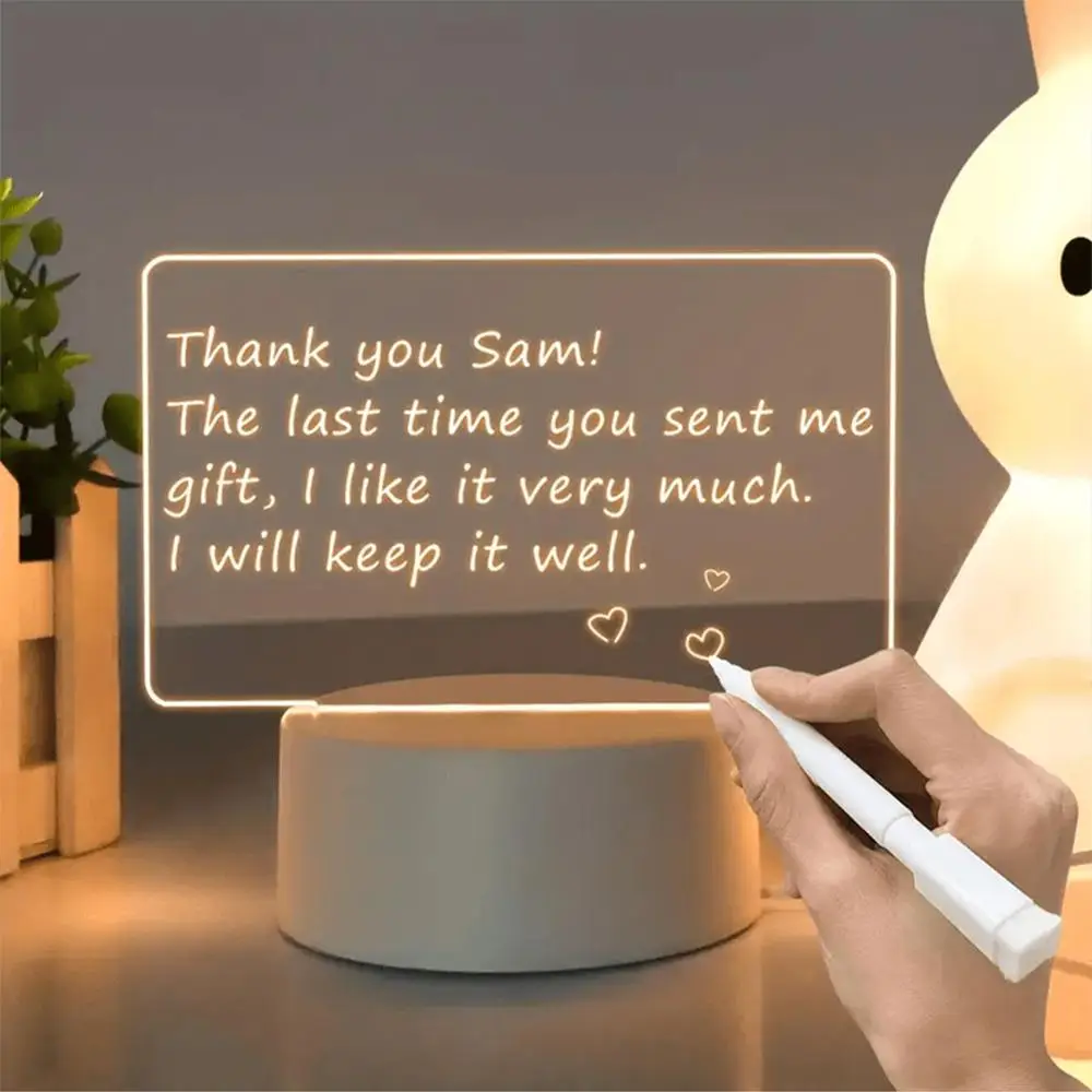 LED Night Light, USB Powered Glowing Writing Board, LED Light Up Message Board, LED Luminous Writing Board, 2 In 1 Handwriting Board Desktop Lamp, LED