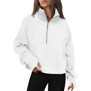 Womens Sweatshirts Half Zip Cropped Pullover Fleece Quarter Zipper Hoodies 2025 Fall Fashion Outfits Clothes