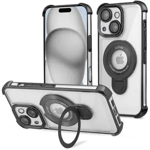 Entronix iPhone 15 Plus/14 Plus [Magnetic-Compatible] Case - Shiny Ring Holder, Cover Luxury Wireless Dustproof Handle Cellphone Protection Casing