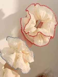 Women's Elegant Lace Trim Hair Scrunchies, Cute Trendy Scrunchies, Wavy Curly Scrunchies, Prom Hair Accessories, Fashionable Hair Accessories for Women & Girls