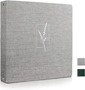 3 Ring Binder, 1 Inch Fabric Round Ring Binder for Letter-Size Paper, Three Ring Binder with Dividers, Decorative Cute Binder Organizer (Linen Gray)