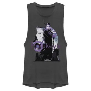 Juniors Womens Marvel Hawkeye Bow and Arrow Festival Muscle Tee